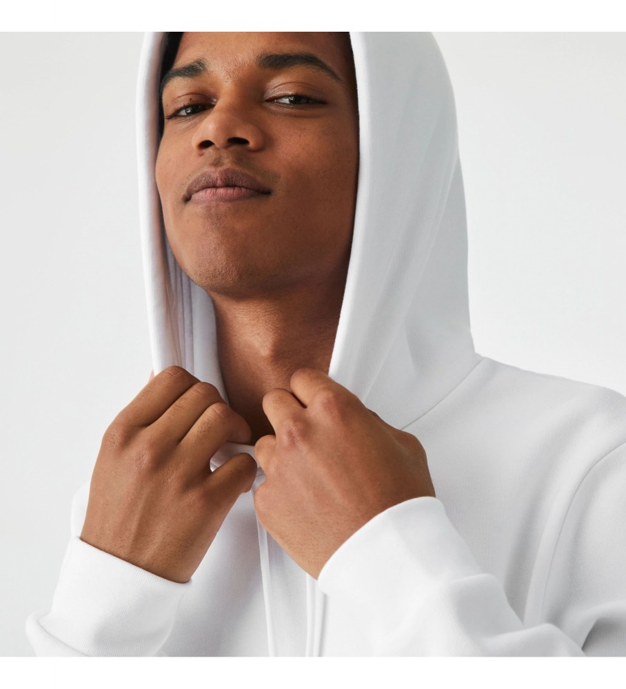 Moletom com capuz Lacoste em algodão orgânico, branco