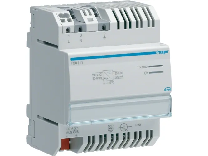 Hager TXA111, PS-transformer, Grå, Overbelastning, Kortslutning, 230 V, 50 - 60 Hz, 30 V