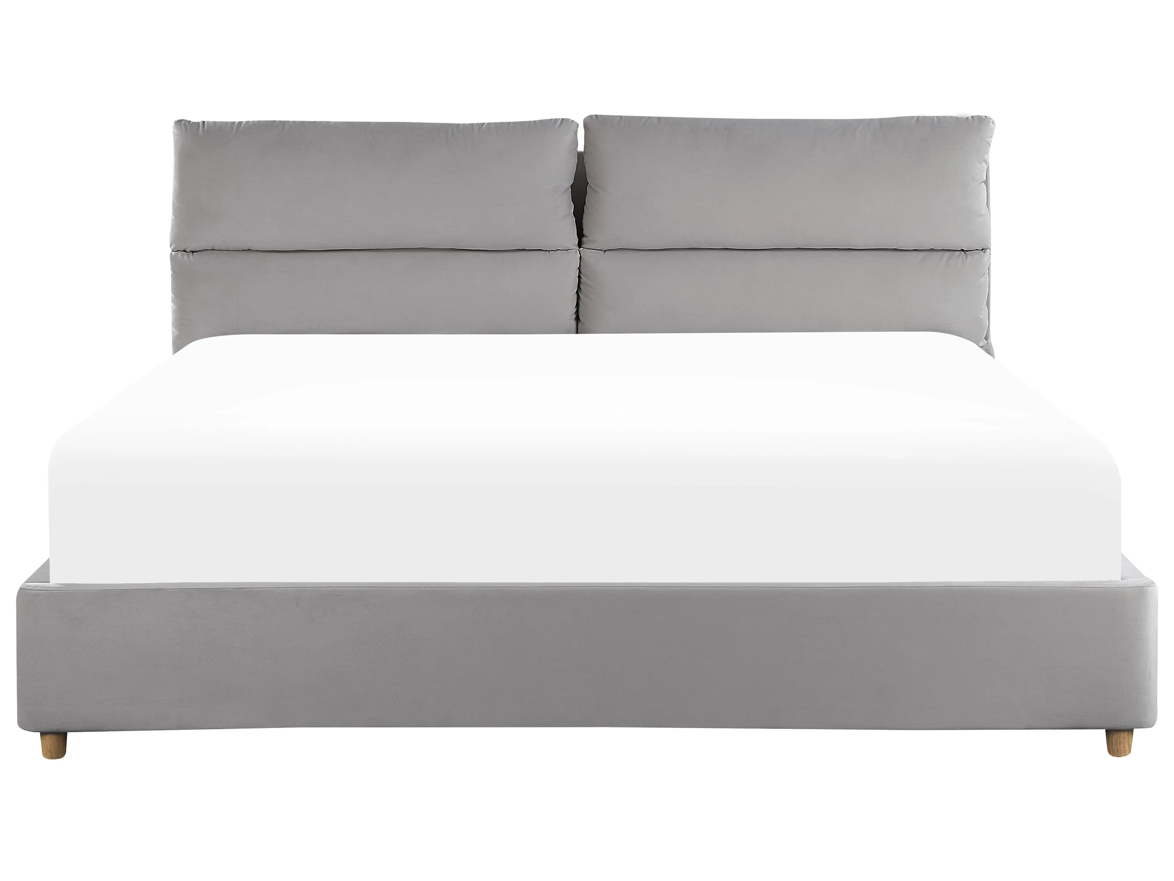 Bed met opbergruimte Fluweel BATILLY 180 x 200 cm Lichtgrijs