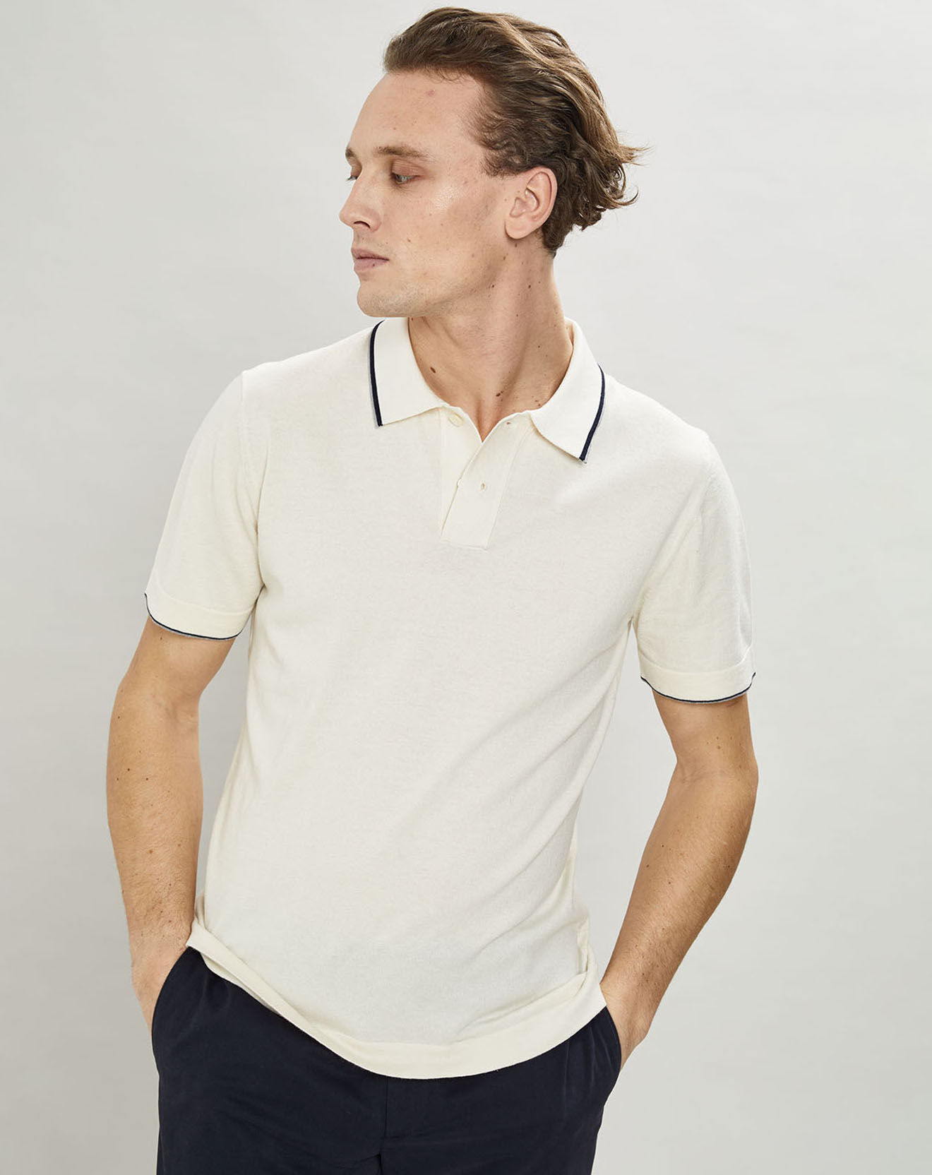 Hackett London Polo en maille Coton & Soie beige