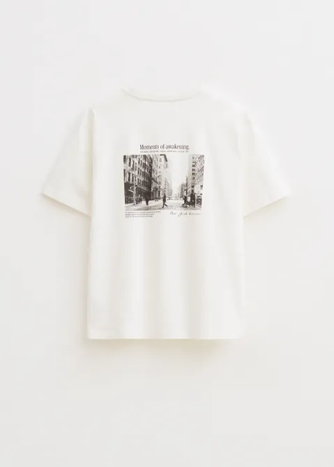 T-shirt met foto print off-white (WIT.IV)