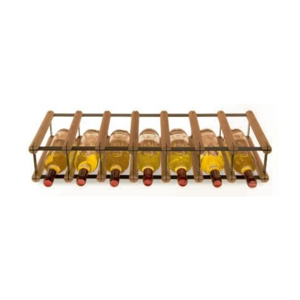 PROREGAL Modulair Wijnrek Vinotega Mod Metaal HxBxD 12,5 x 72,5 x 24,5 cm 7 x 1 Flessen Massief grenenhout Bruin Geolied