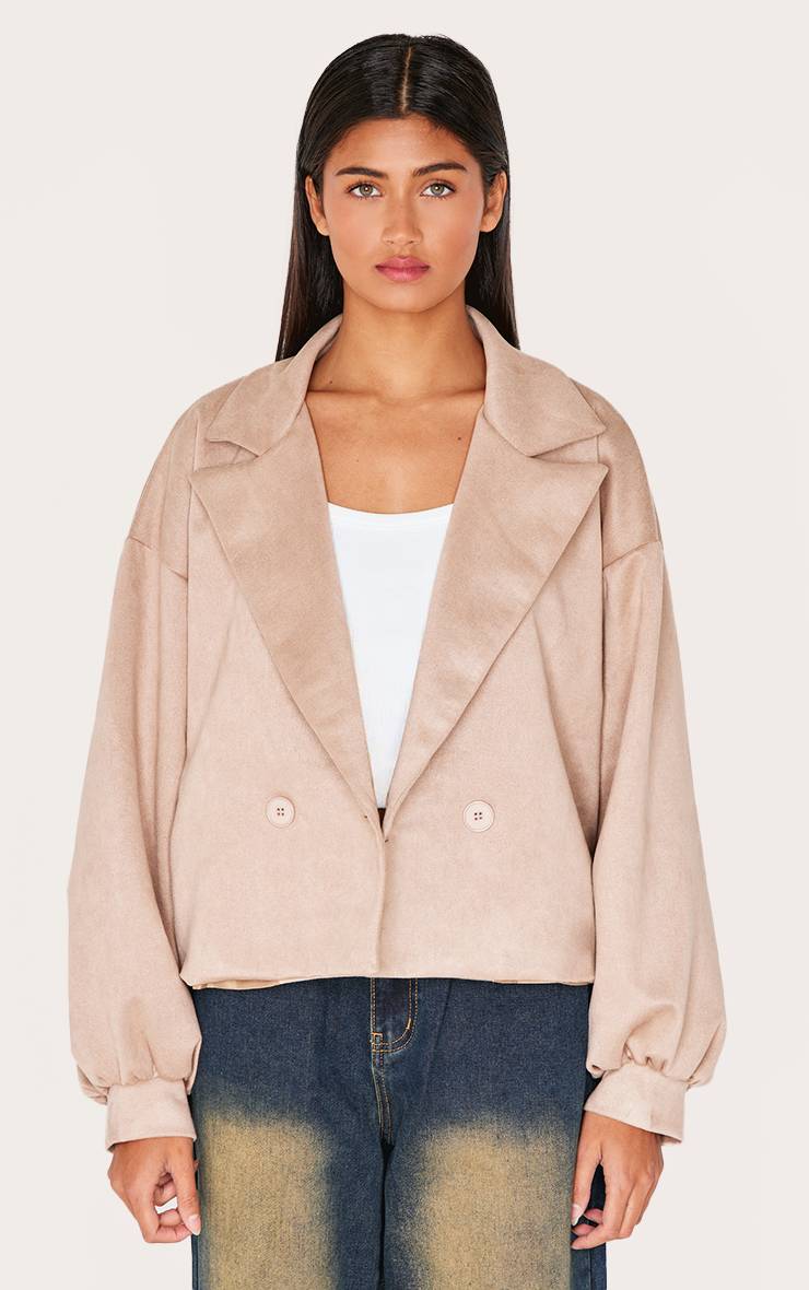 Gris Pierre Trench-coat En Synthétique À Manches Ballon