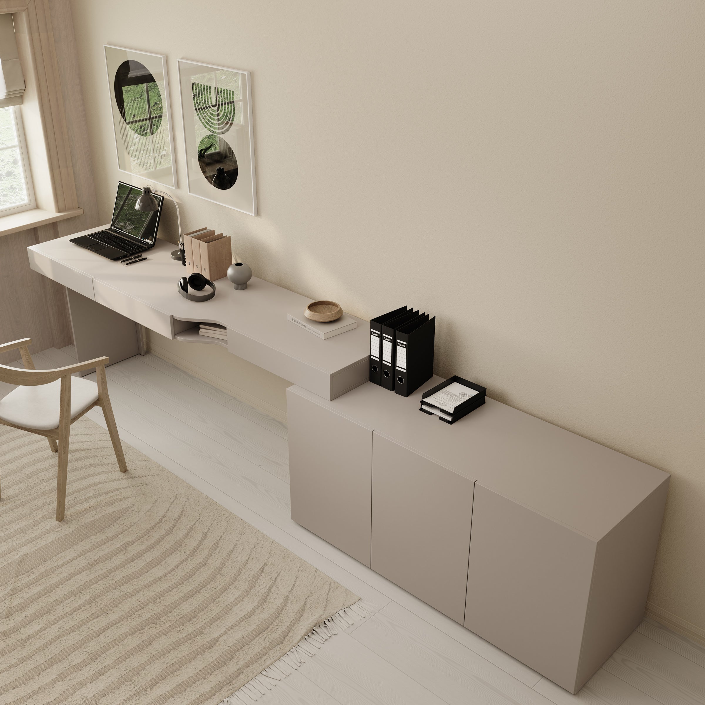 Whenua - Bureau links - Beige - 301x55x79 cm