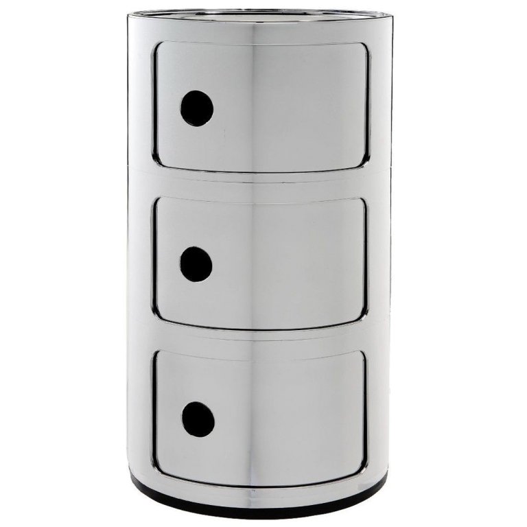 Kartell Componibili nachtkast metallic (3 comp.) Ø32 chroom