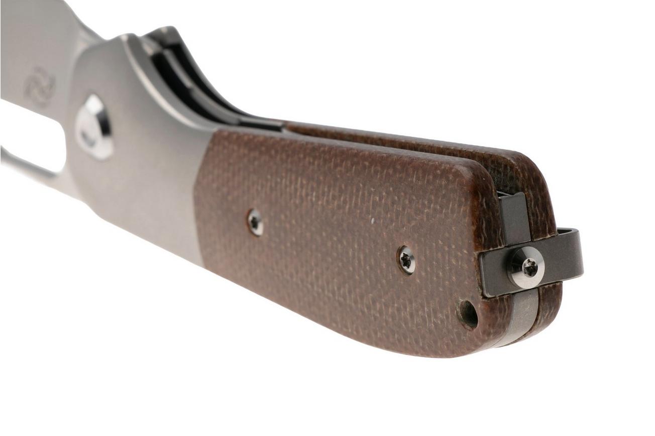 Liong Mah Field Duty 3.5 Bead Blasted S90V, Burlap Micarta Titanium, zakmes