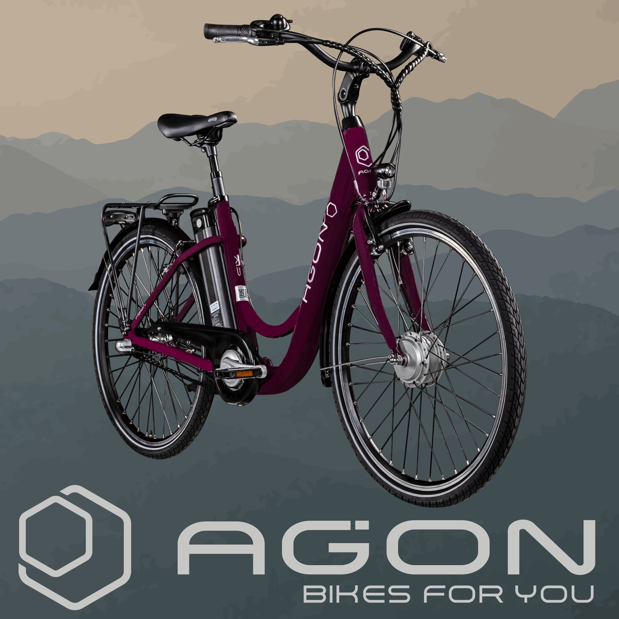 Agon Axis E-Bike 26 Zoll Citybike Damen Herren 140 - 165 cm Pedelec mit Nabenmotor Fahrrad 3 Gang und Beleuchtung StVZO