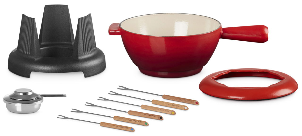 LE CREUSET Käsefondue-Set kirschrot