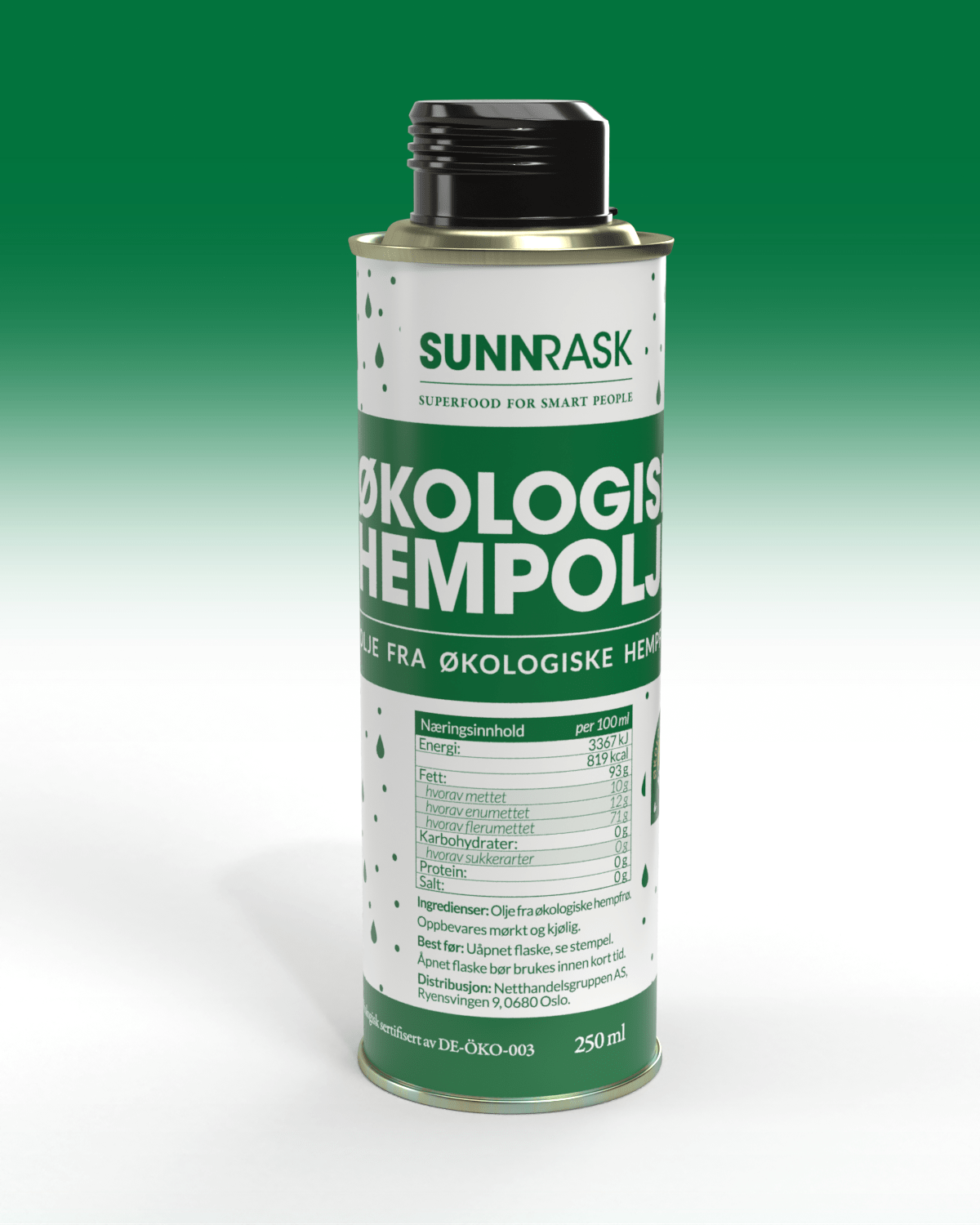 2-pack SunnRask Økologisk Hempfrøolje 250ml