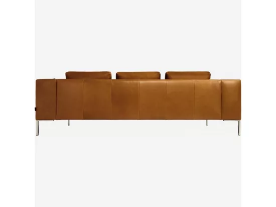 HABITAT - Canapé 3 places en cuir Vintage Leather - Marron cognac - Montino