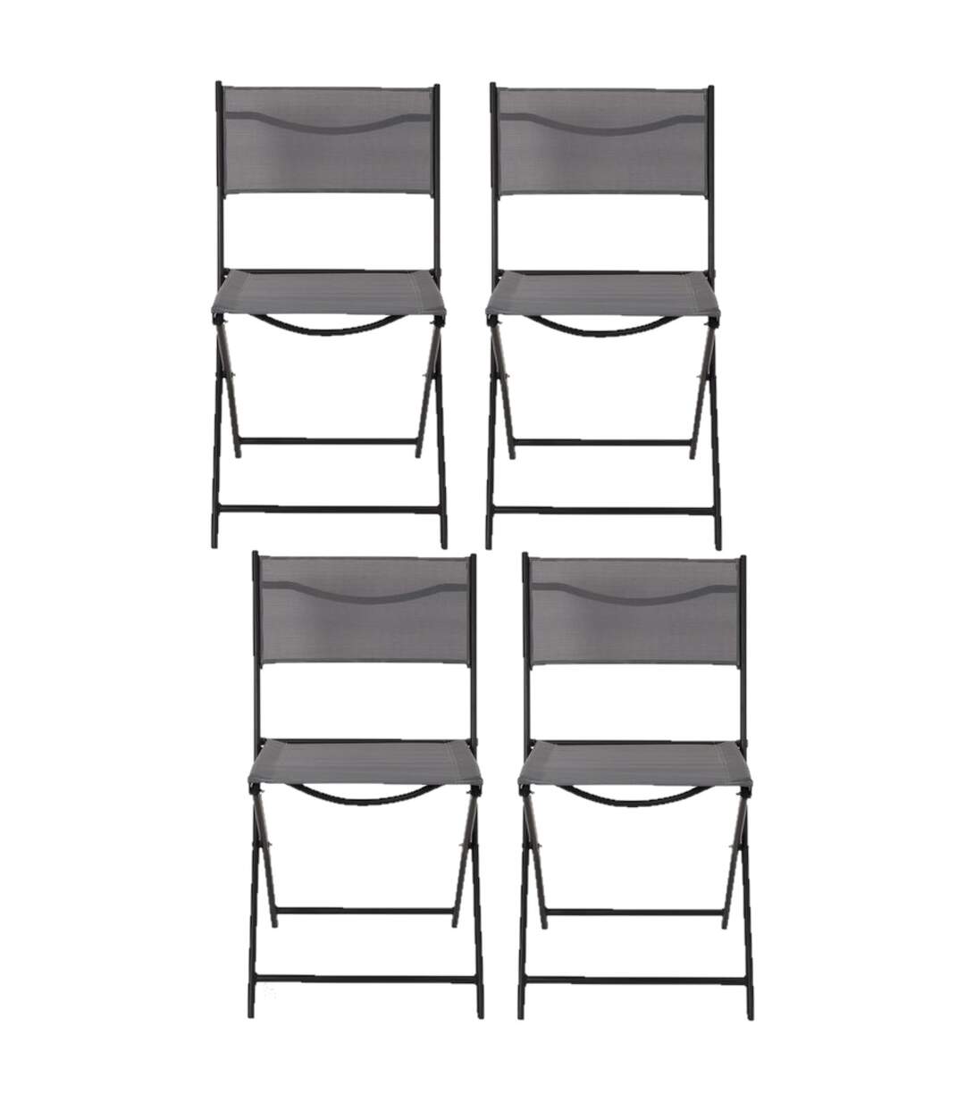 Lot de 4 Chaises pliantes d'extérieur Elba - Gris