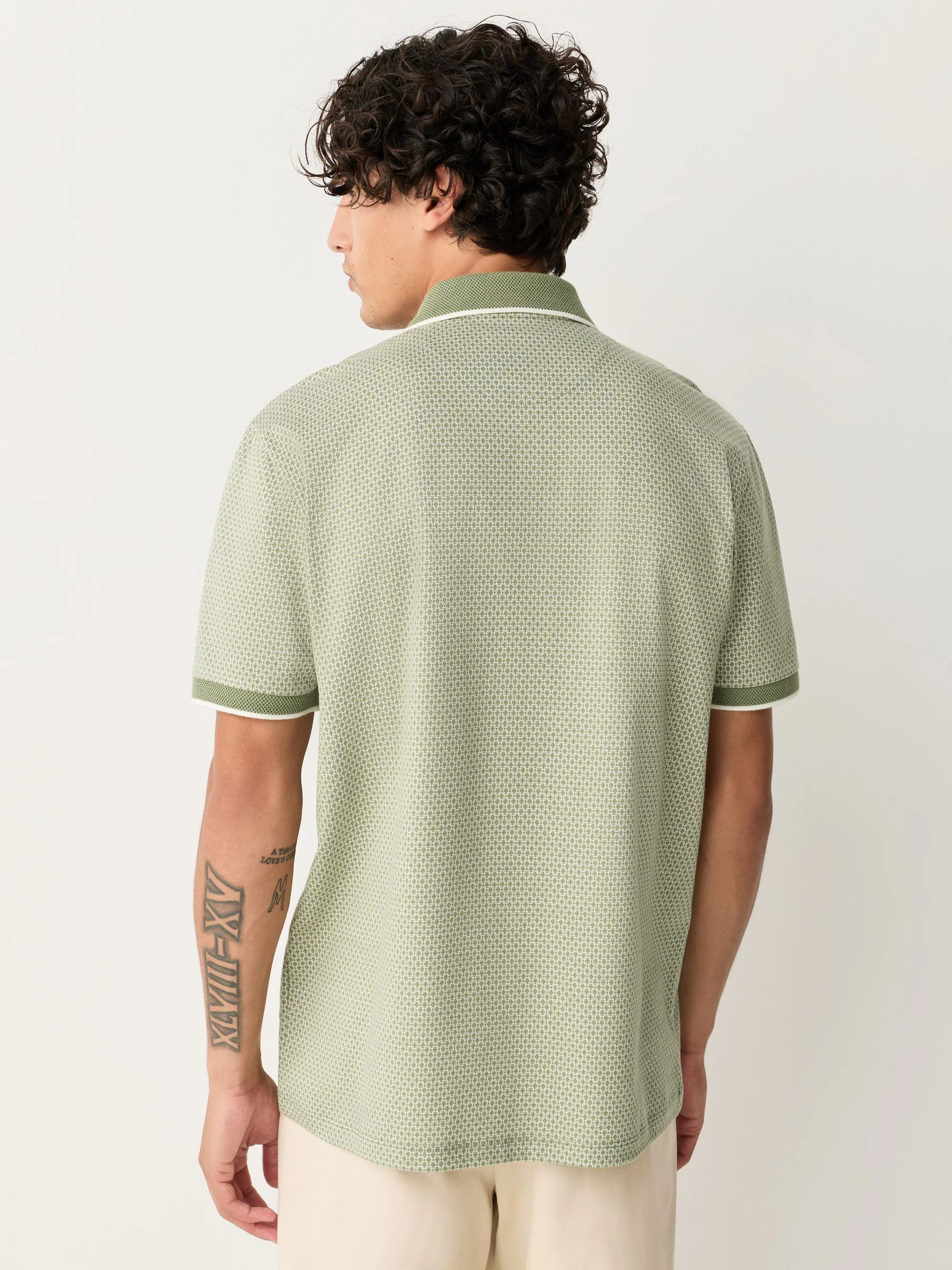 Grijs-groen - Modieus poloshirt met kwartrits