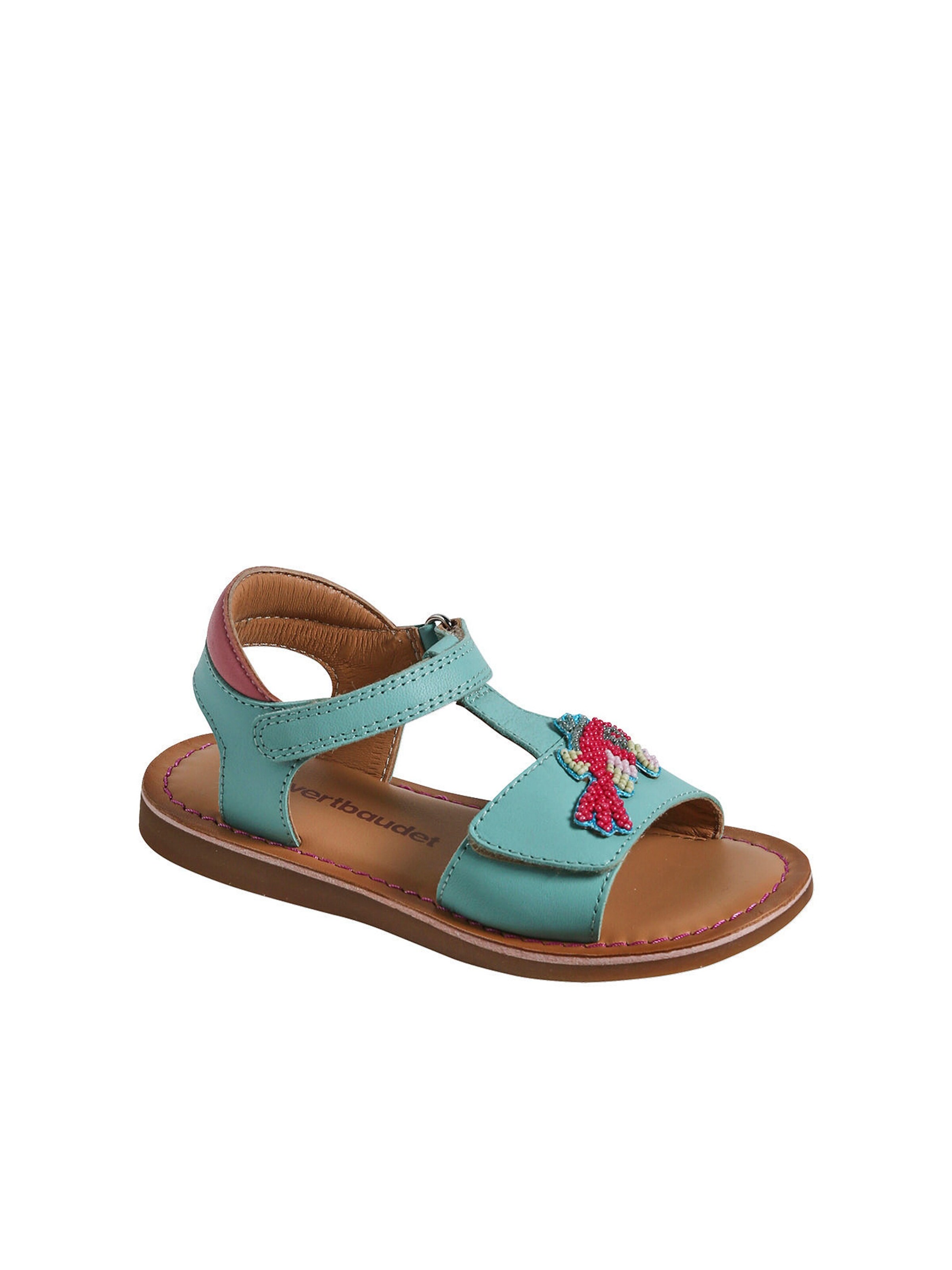 Vertbaudet Mädchen Klett-Sandalen mit Perlen türkis