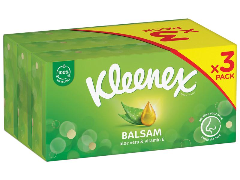 Kleenex Taschentücher Box Balsam 3 x 56 Stück Taschentücher für die Erkältungszeit