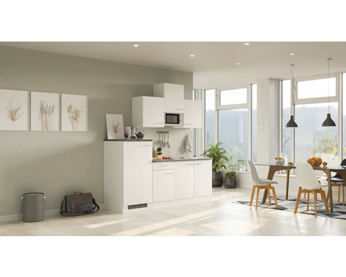 Flex Well keukenblok met apparatuur Lucca 210 cm wit mat gedemonteerde variant omkeerbaar 00012369
