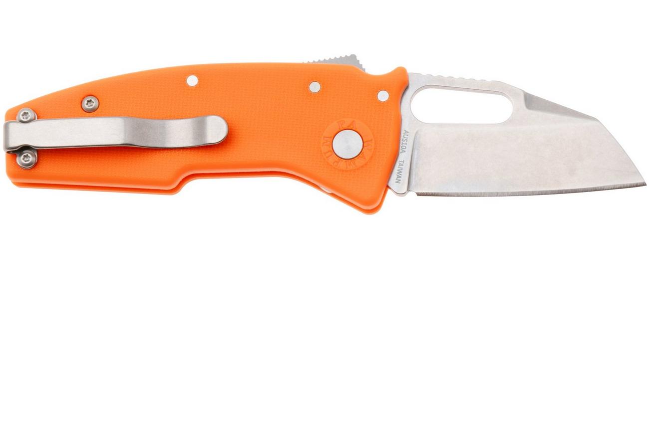 Demko Nano-Shark, NANO-10A-ORANGE GRN-SF, Stonewashed AUS-10A Shark Foot, Orange GRN zakmes