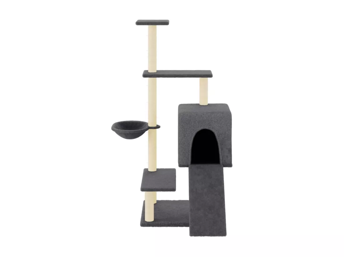 Arbre à chat avec griffoirs en sisal gris foncé 130,5 cm