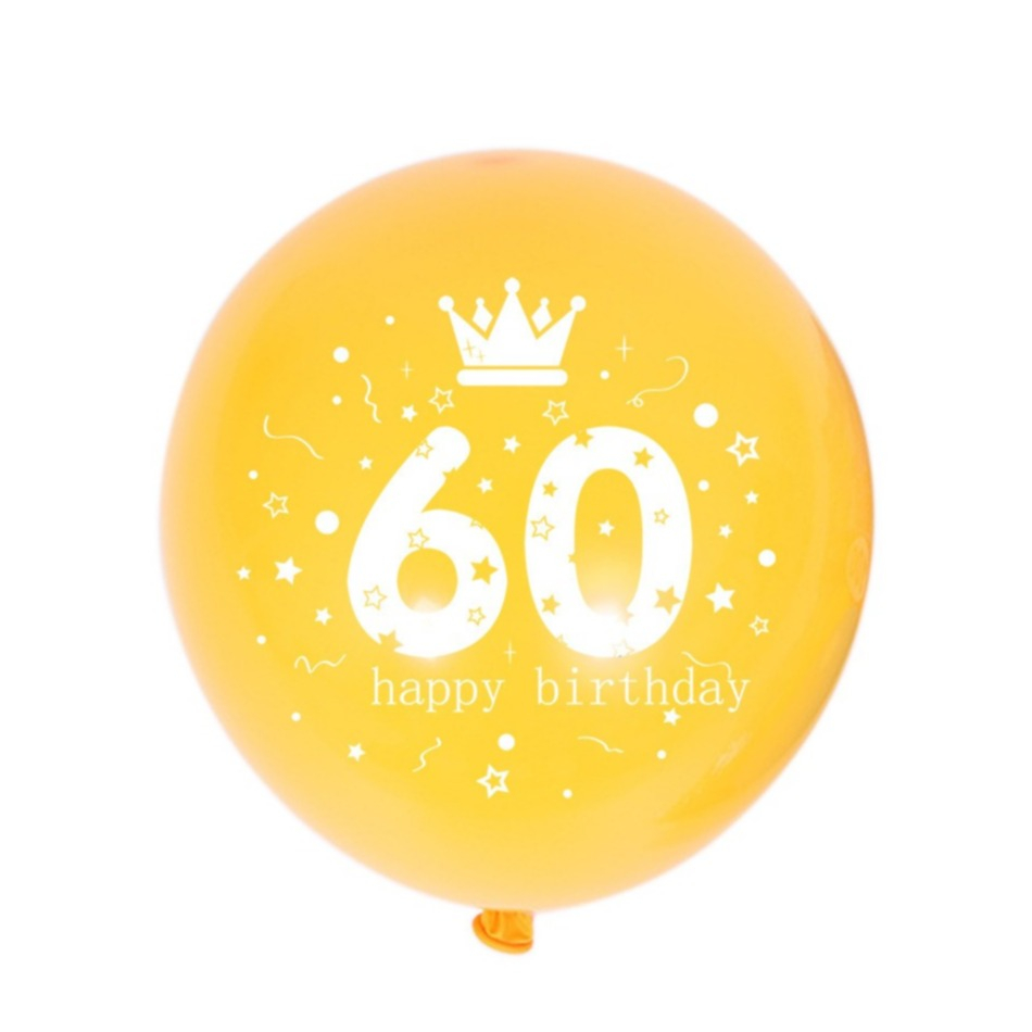 (10er Set) Ø30cm Happy Birthday Latex Ballons Party Deko 60. Geburtstag Luftballons - Gelb