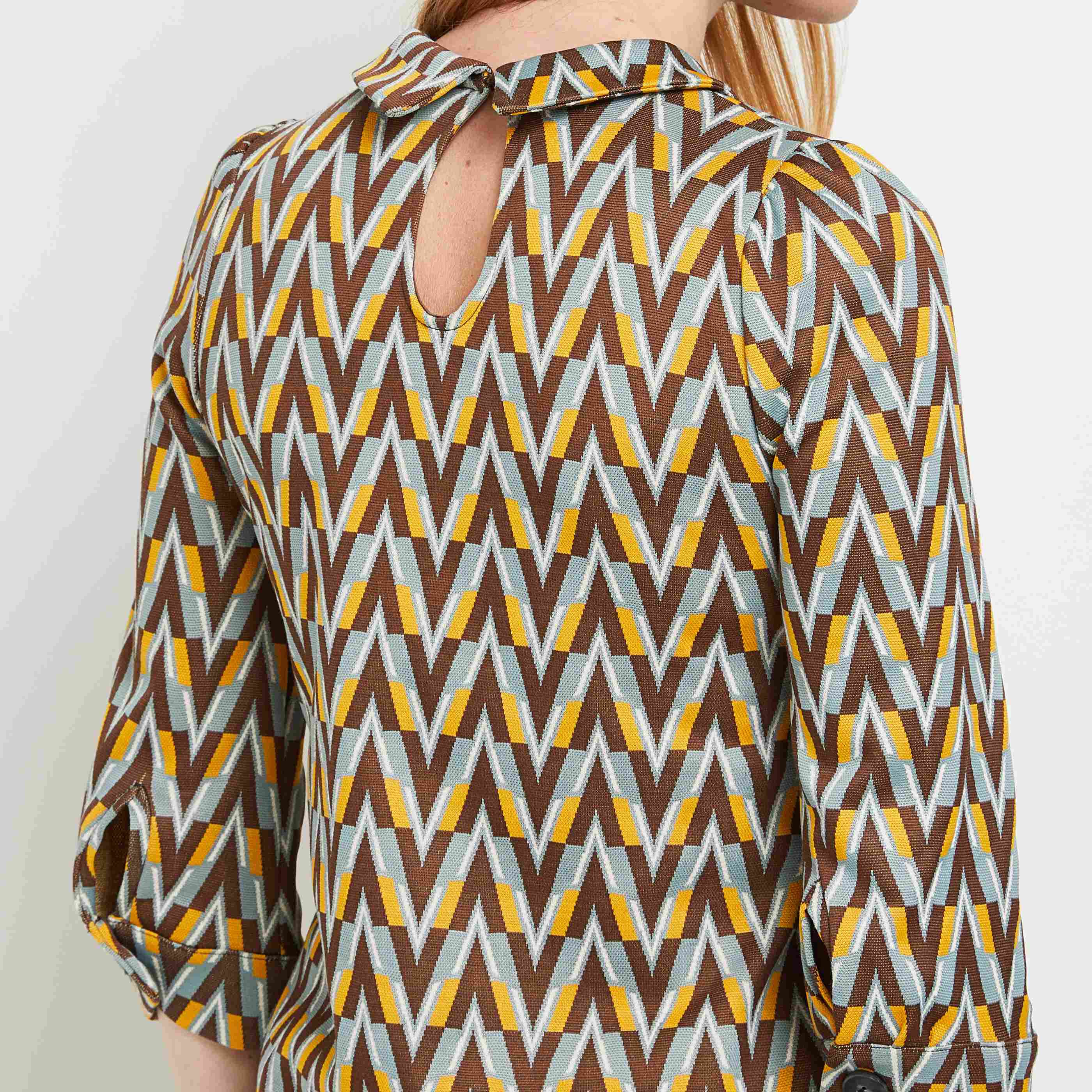 Robe en maille jacquard - MARRON