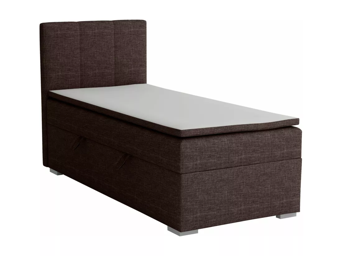 LIT SIMPLE avec tiroir de rangement et surmatelas, côté gauche Monaco Mini 100x200 cm, Lux 13 (Marron foncé)