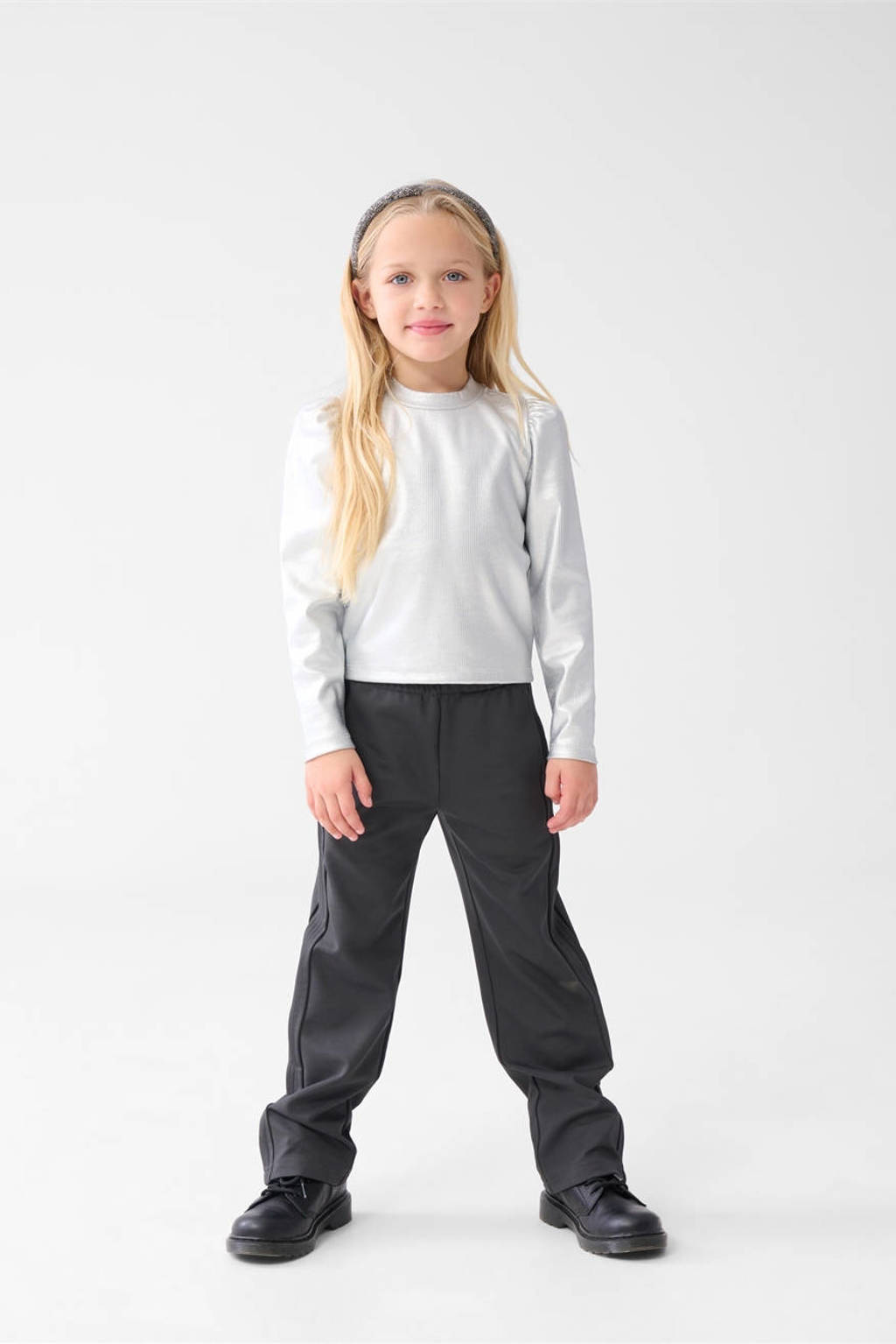 Shoeby wide leg casual broek grijs