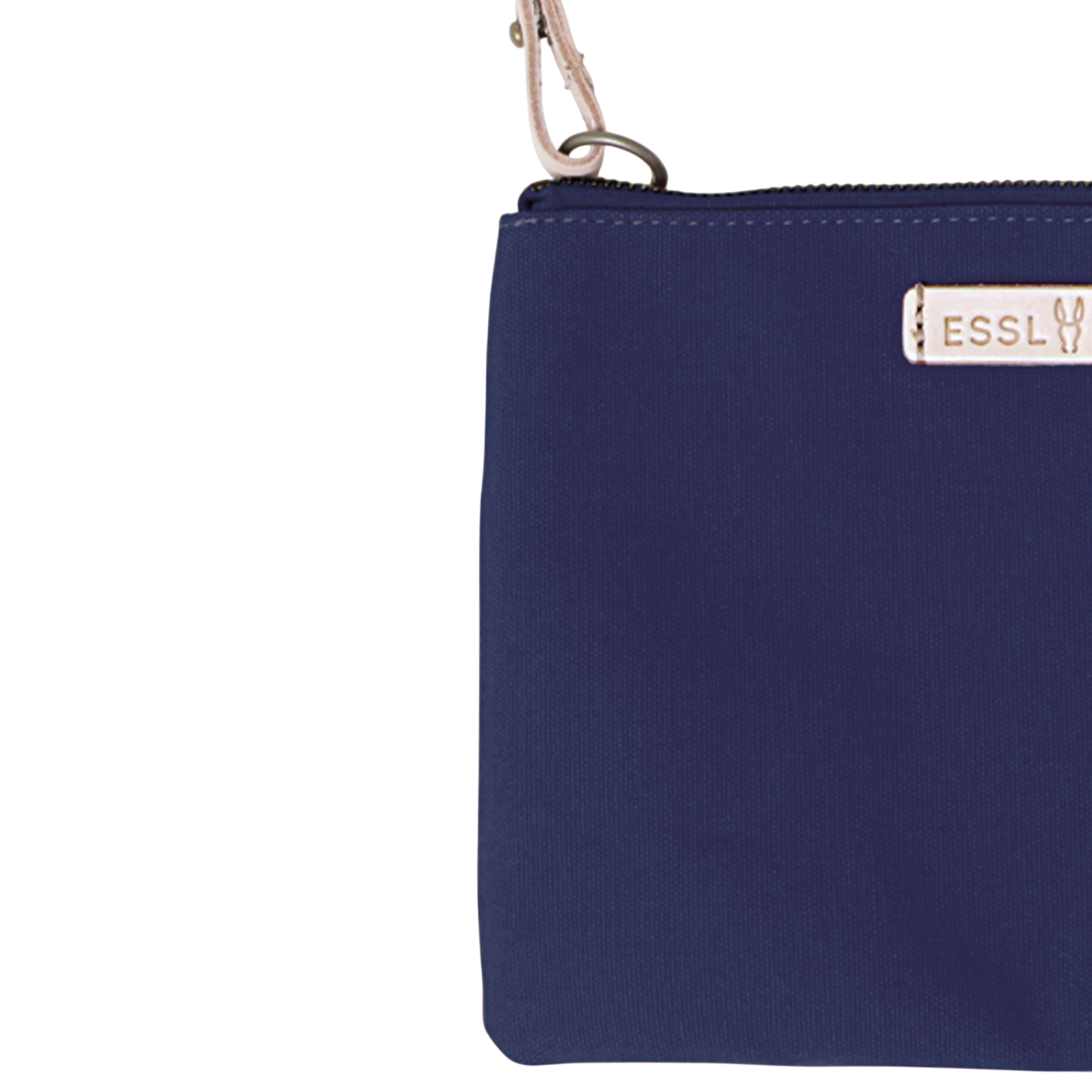 Clutch Charlie Navy, Leder Natur