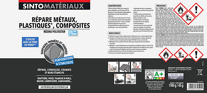 Résine polyester métaux, plastiques, composites 1L