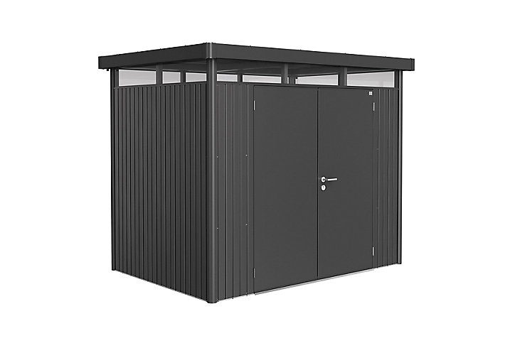 Abri de jardin double porte Biohort HighLine H2 en métal coloris gris foncé métallique ép.0,53 mm surface extérieure 5,36 m²