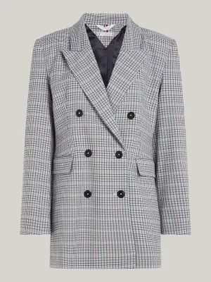 Blazer xadrez de corte relaxado e abotoamento duplo