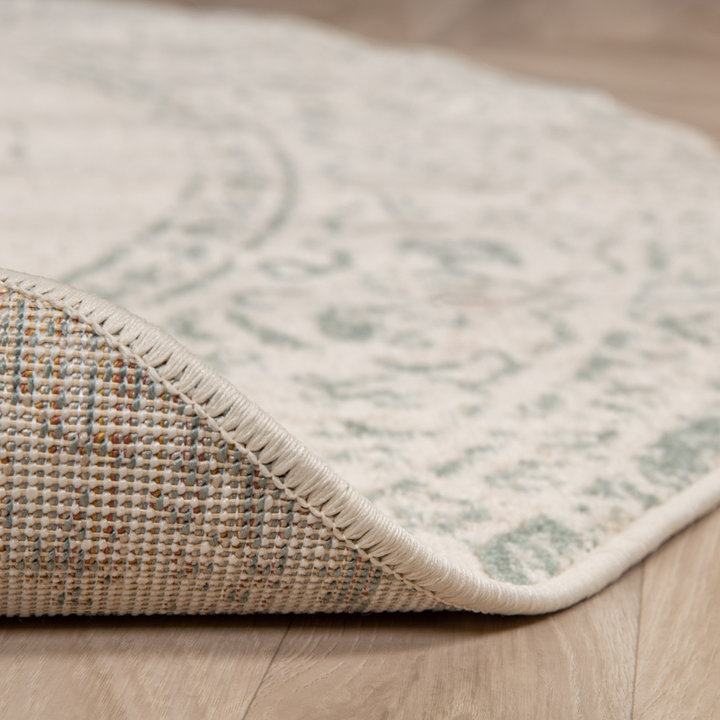 Rond vintage vloerkleed - Spring Ethnic Creme/Groen