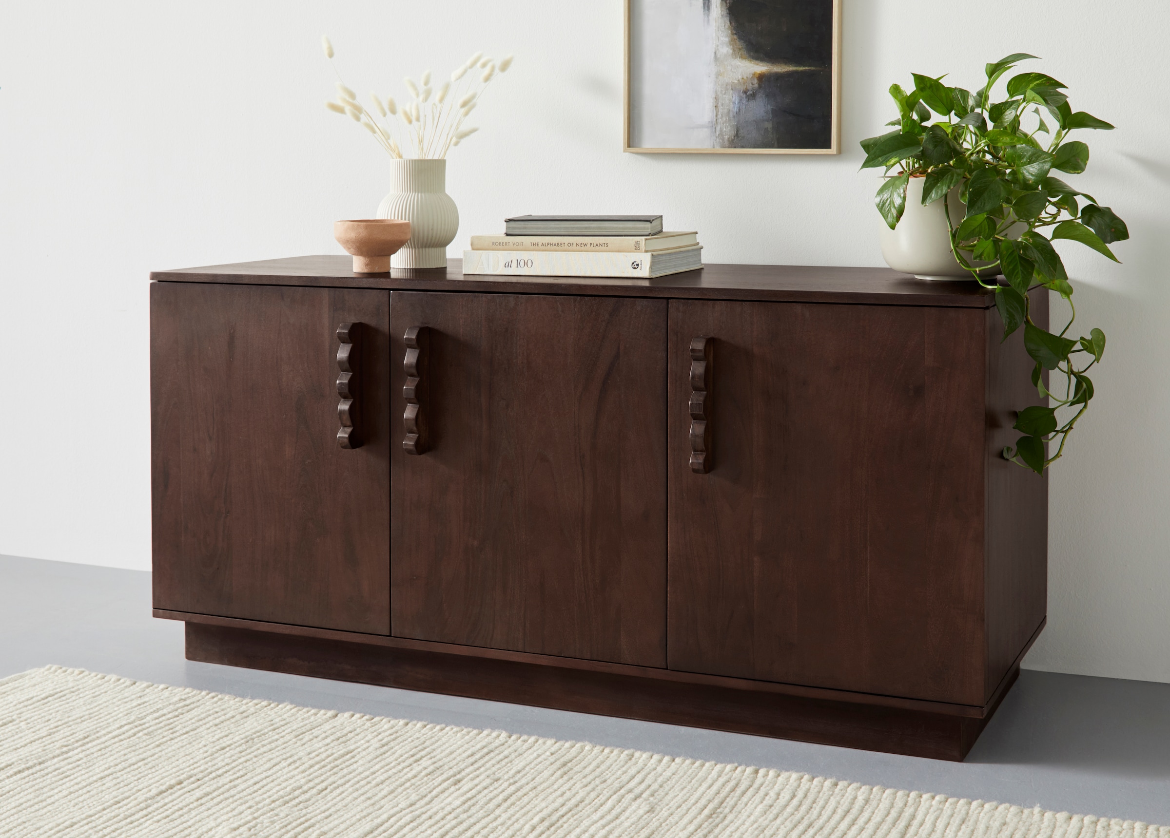 LeGer Home by Lena Gercke Sideboard »EMINA« Akazie Massivholz, 146cm Kommode, mit Soft-Close und Designgriffen