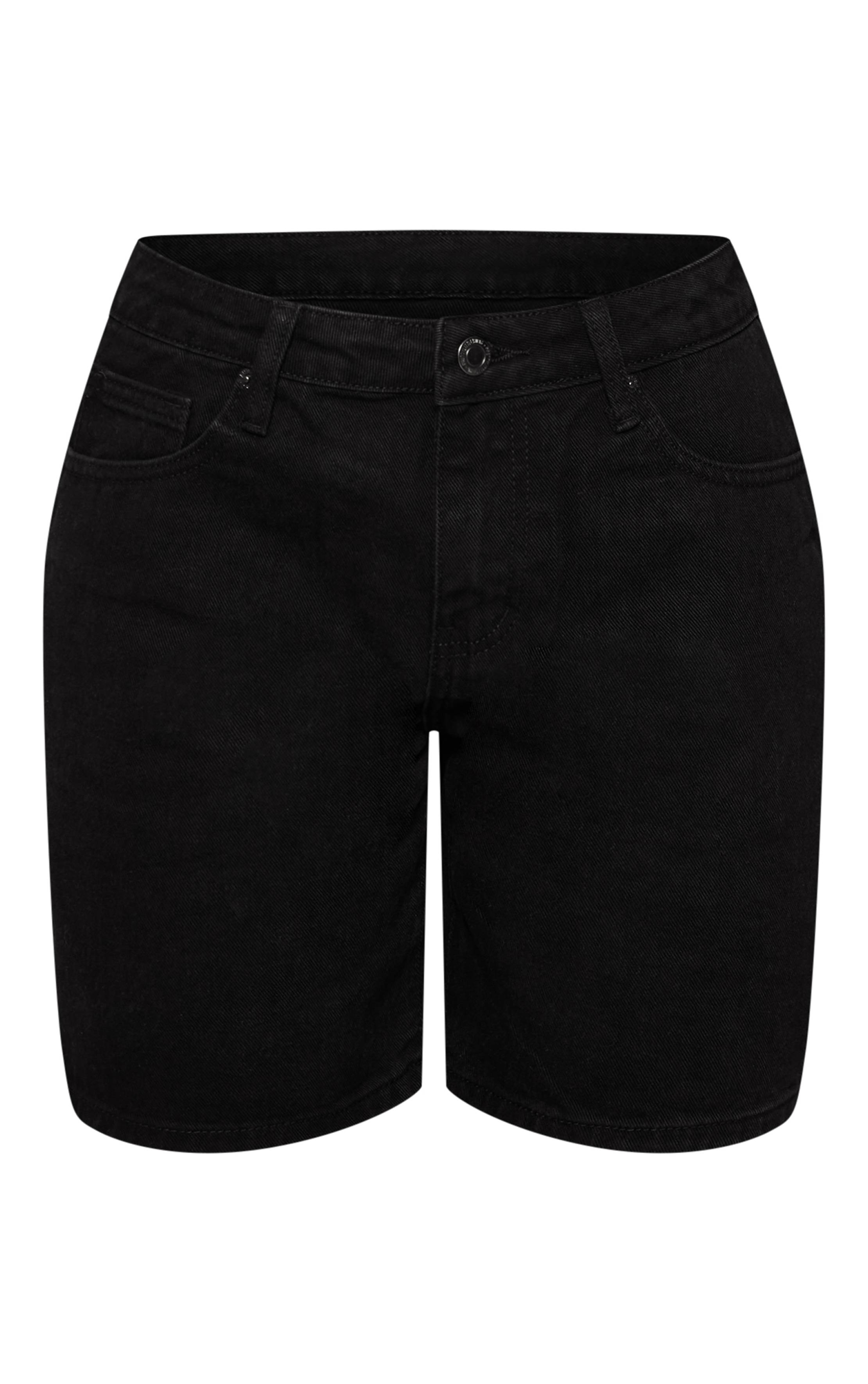 Noir Délavé Short Boyfriend Ample Taille Basse Petite