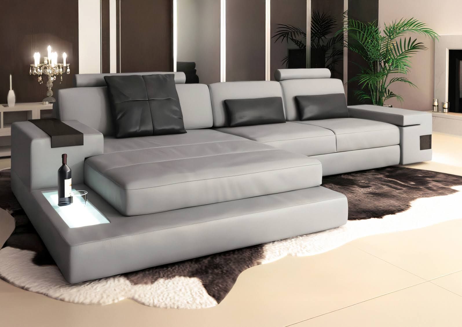 Relax Ledersofa mit Ottomane – Modernes Eckcouch Design Sofa & Qualität – BULLHOFF Hamburg III