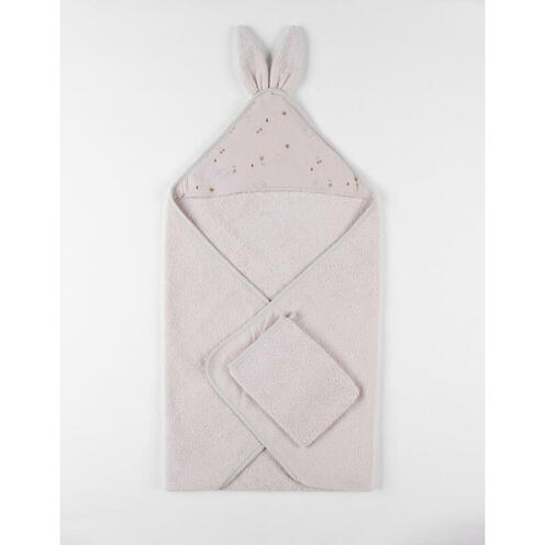 Cape de bain + gant de toilette Moka - Bali Moka et Snow - NOUKIE 'S