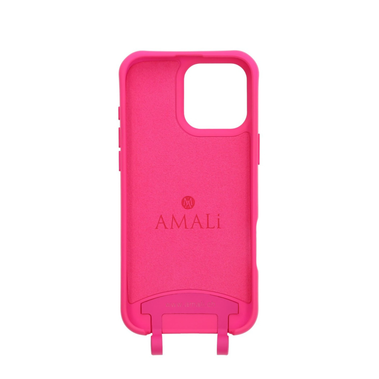 iPhone 16 Pro Max Handy Hülle Elegantes Case mit abnehmbarem Necklace Adapter - Hot Pink / Silver