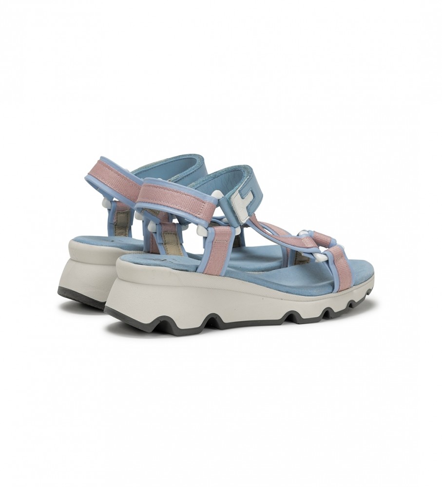 Sandálias Dorking by Fluchos Lais D9022 em couro azul - Salto plataforma de 6 cm -