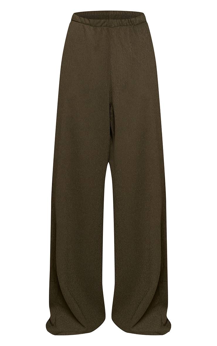 Vert Olive Pantalon Large Texturé À Taille Élastiquée Coordonné