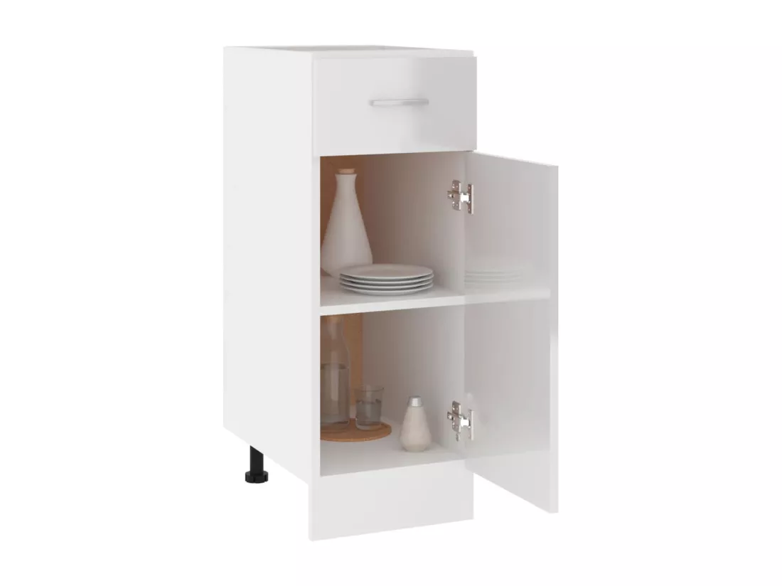 Armoire de plancher à tiroir Blanc brillant Bois d'ingénierie