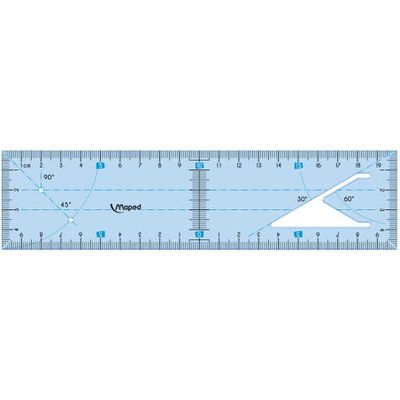 Maped - Règle équerre 2-en-1 - bleu transparent