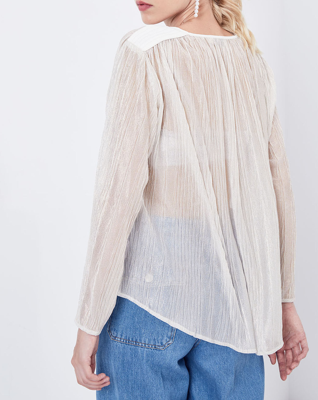 See u Soon Blouse Plantain transparente blanche