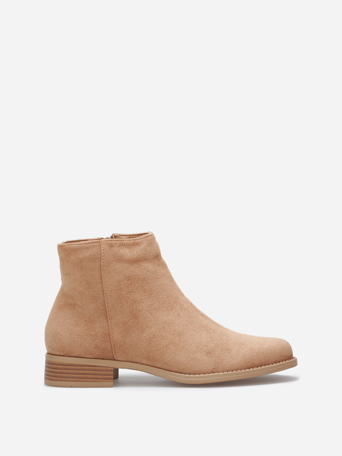 Bottines plates en suédine- Camel