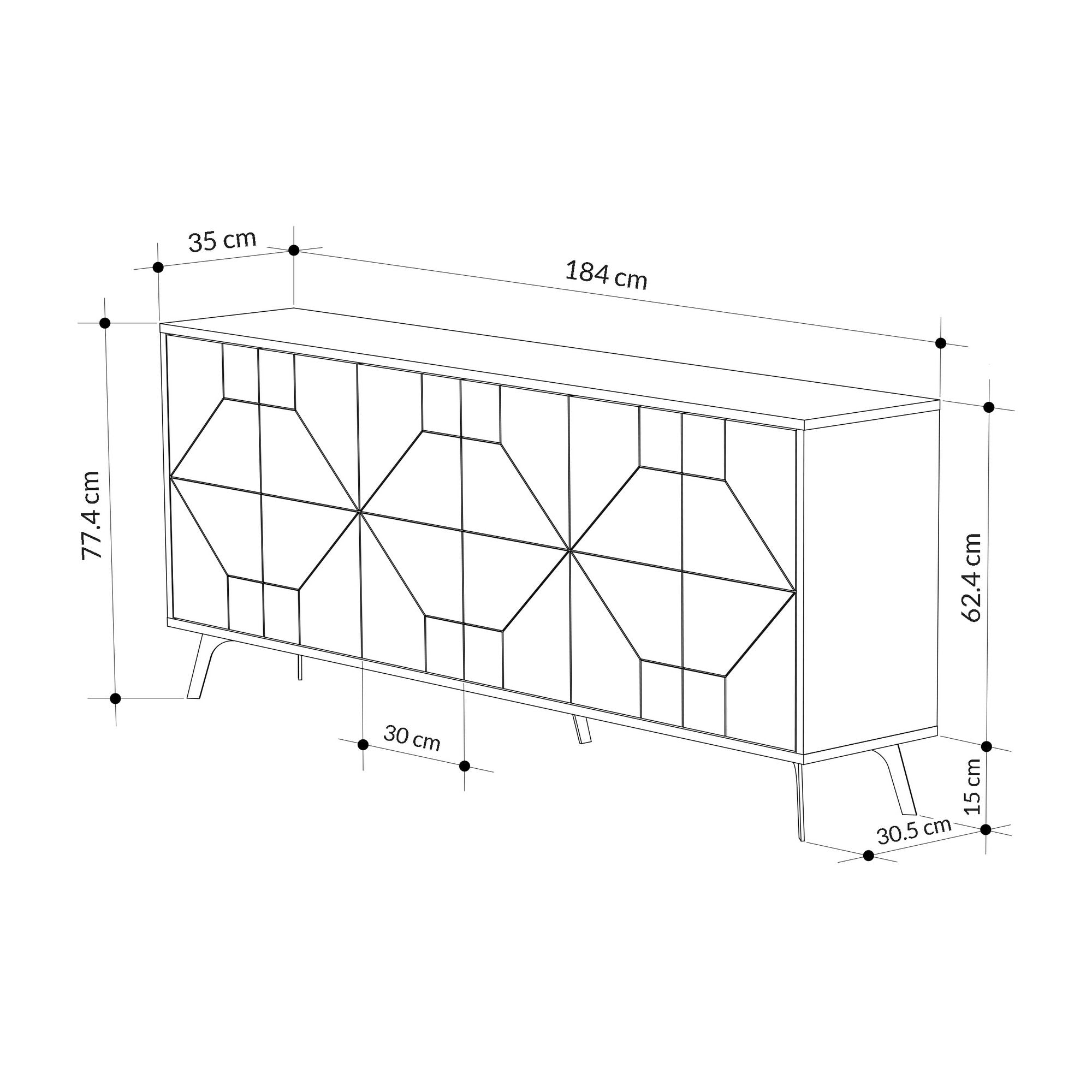 Calicosy - DUNE Buffet met 6 versierde - H77,4 cm