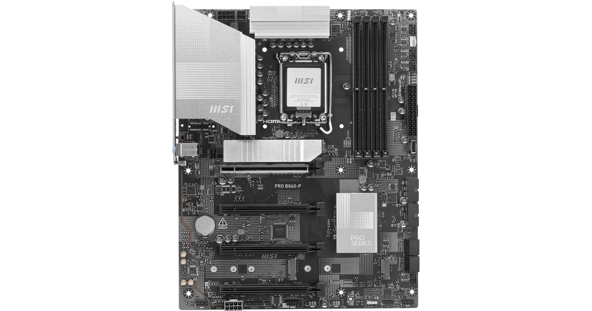 MSIPRO B860-P socket 1851 moederbord  (zilver, RAID, 5Gb-LAN, Sound, ATX)