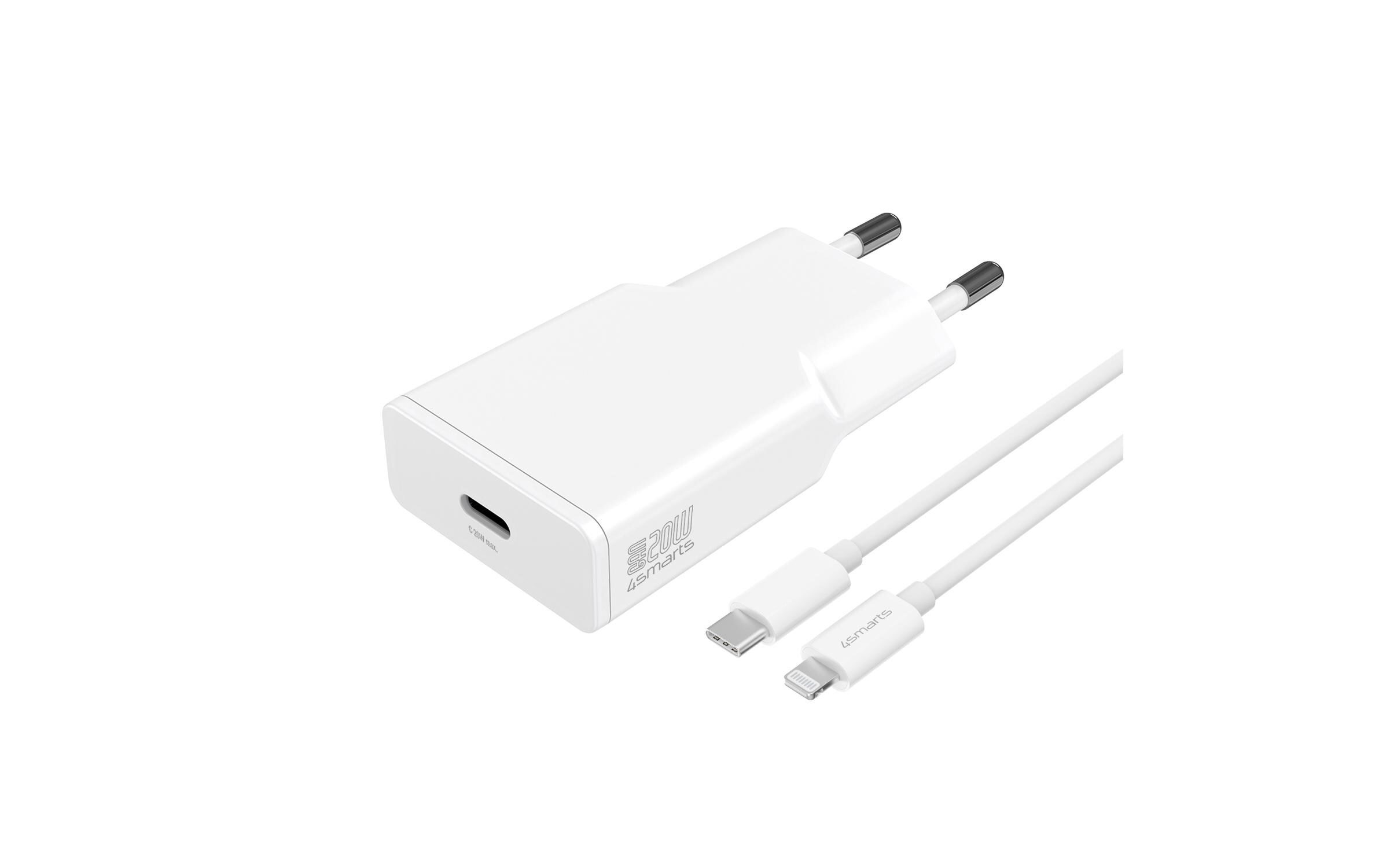 USB-Wandladegerät PDPlug Slim 20 WSchlankes Ladegerät mit USB-C zu Lightning Kabel