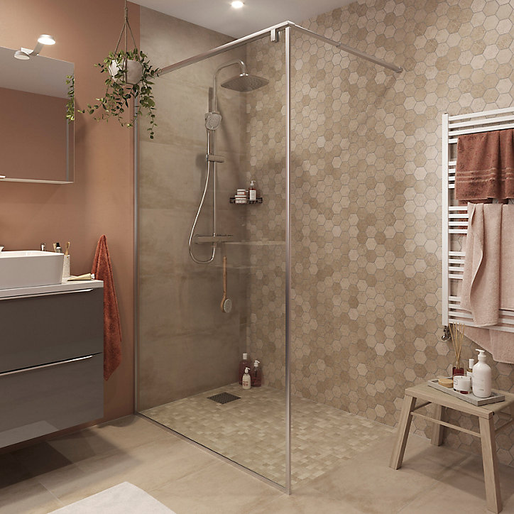 Paroi de douche à l'italienne GoodHome Ezili transparent alu brossé 120 cm