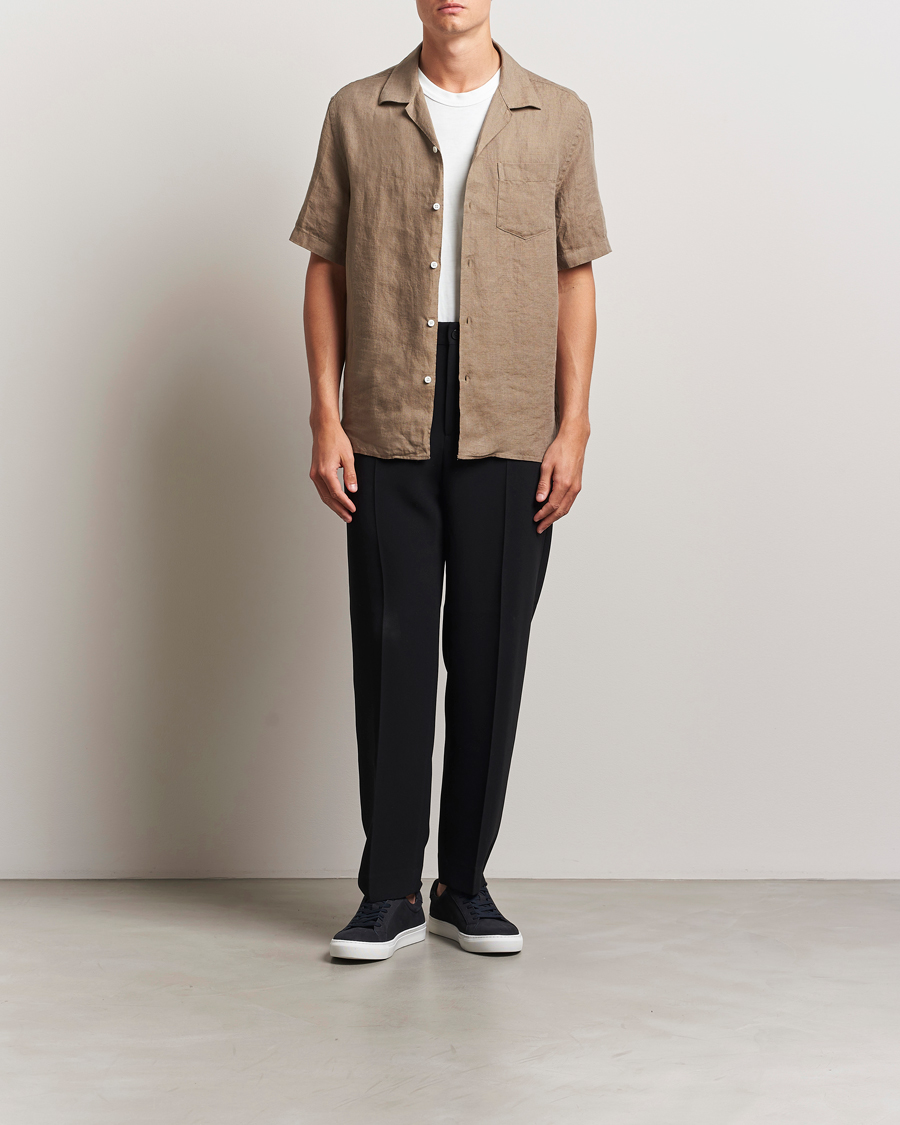 J.Lindeberg Elio Linen Melange Shirt Nutmeg