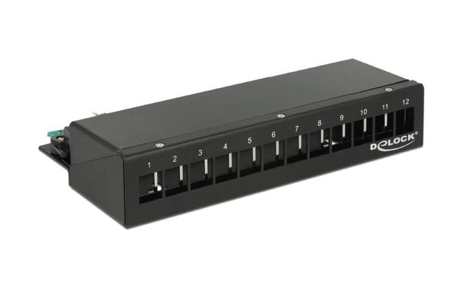 Netzwerkpanel Keystone 12-Port Desktop, schwarzKeystone Desktop Patchpanel 12 Port schwarz