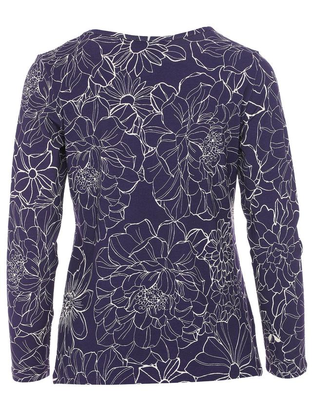 Shirt Elegance mit Blumen-Streifen-Design