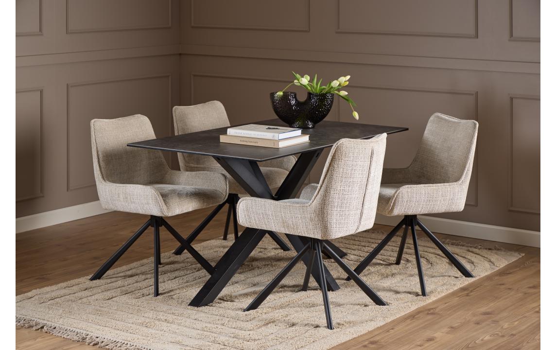 Stuhl Eddie 2 Stück, Beige<br>Esszimmerstuhl mit Chenille-Bezug