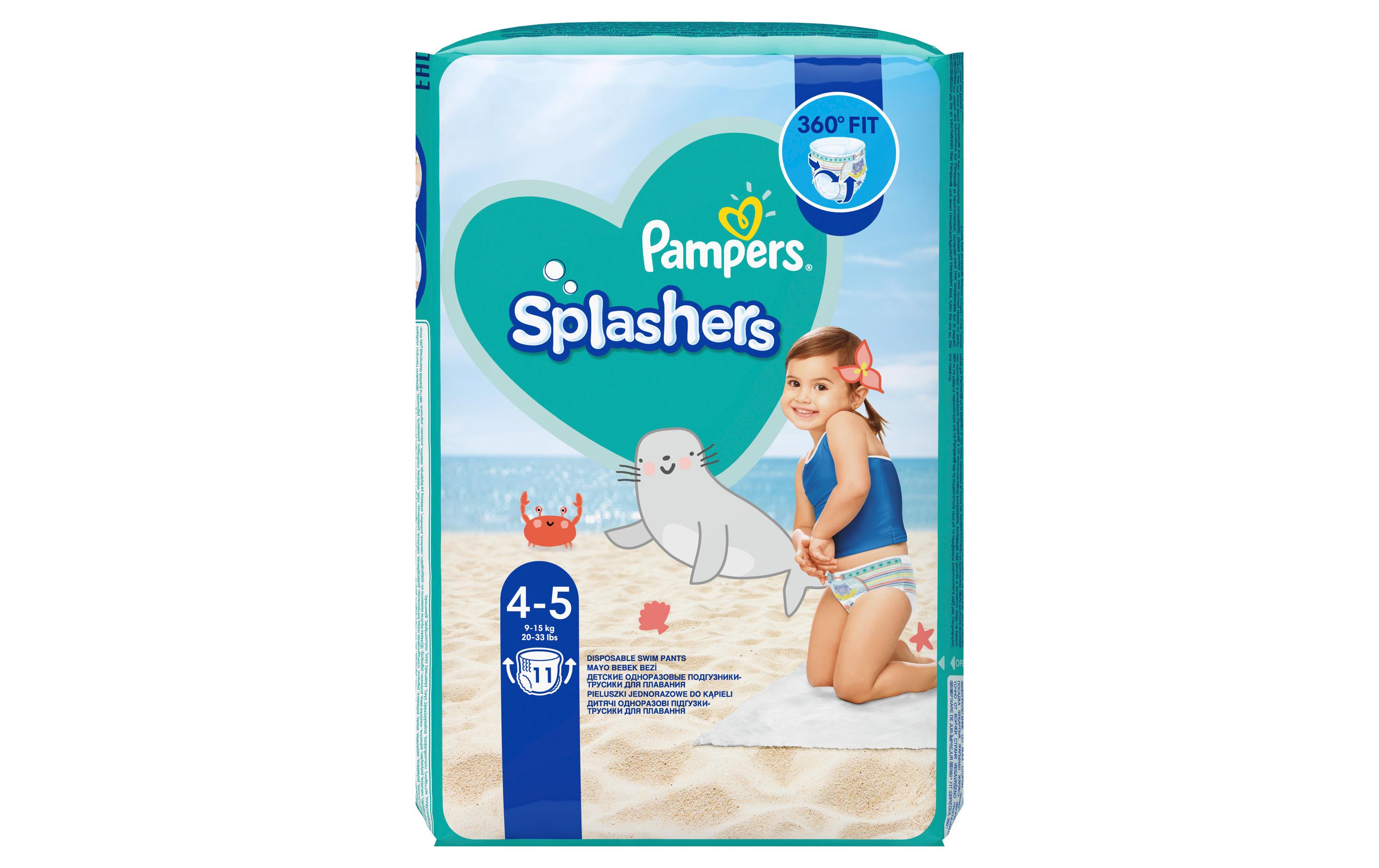 Windeln Splashers Tragepack Grösse 4-5, 11 StückBequeme Badewindeln für Kinder von 9-15 kg, 11 Stück